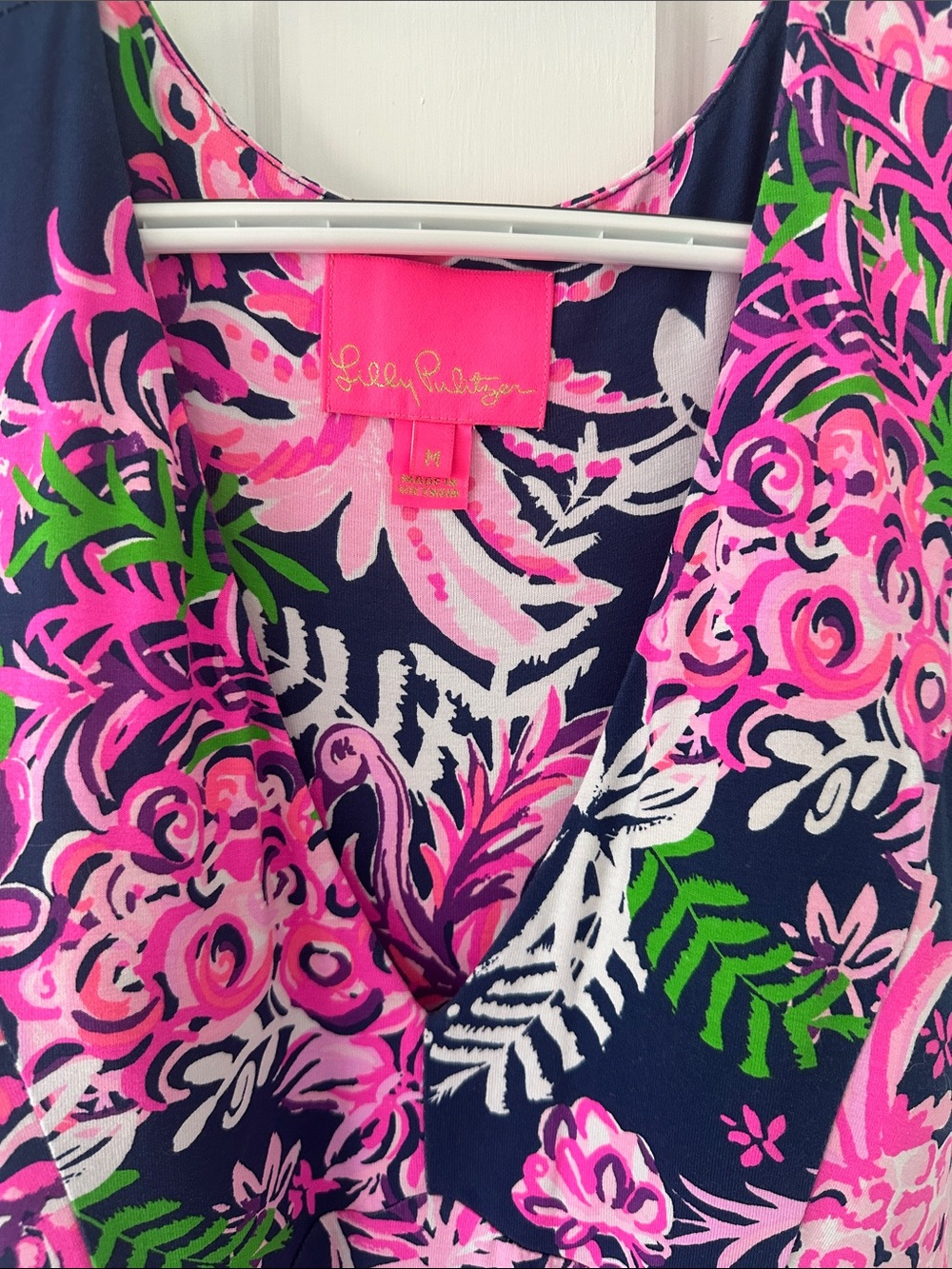 Lilly Pulitzer Navy Floral Maxi Dress with Pink & Green Print